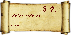 Bács Noémi névjegykártya