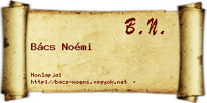 Bács Noémi névjegykártya